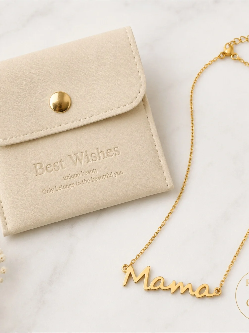 Mama Necklace for Mom, Gold Plated Stainless Steel Mom Necklace
